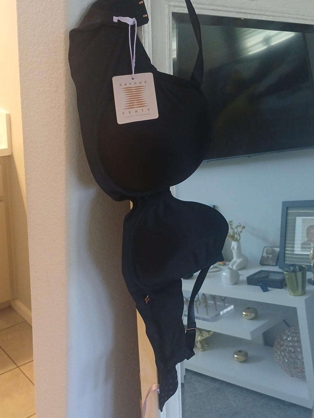 Bra hanging with tag